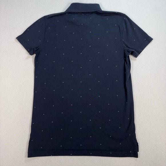 Abercrombie & Fitch Muscle Polo Shirt Men's M Dark Navy Polka Dot Pocket Stretch - Picture 2 of 14